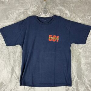 VTG Salisbury Mills Fire Company Wetdown Graphic T-Shirt Mens Navy 561 Rescue